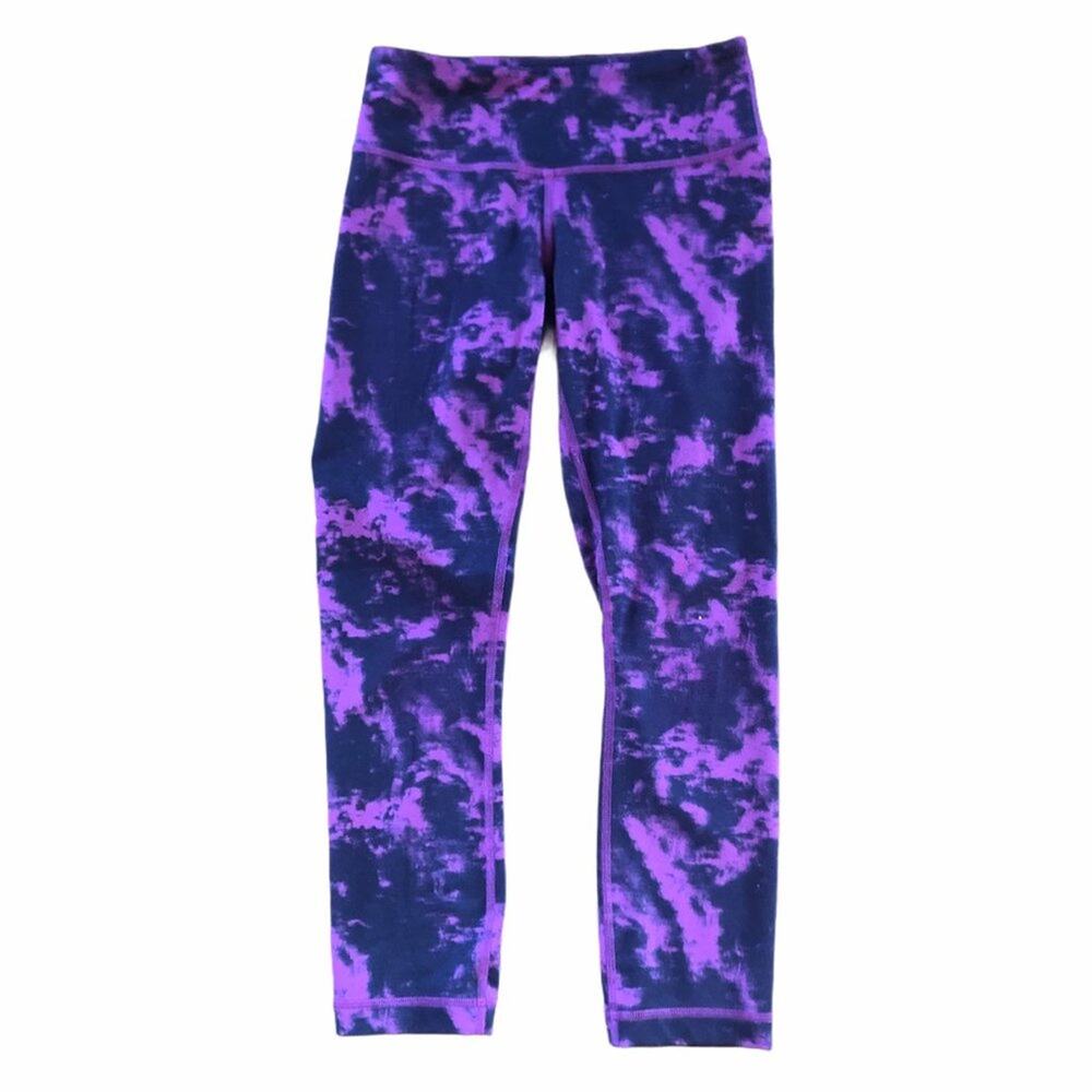 Lululemon Wunder Under Crop Leggings Tie Dye Purple - Picture 2 of 8